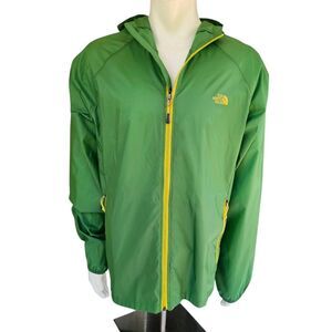 The North Face Men’s XXL Green Hooded Windbreaker Jacket Lightweight Nylon Full